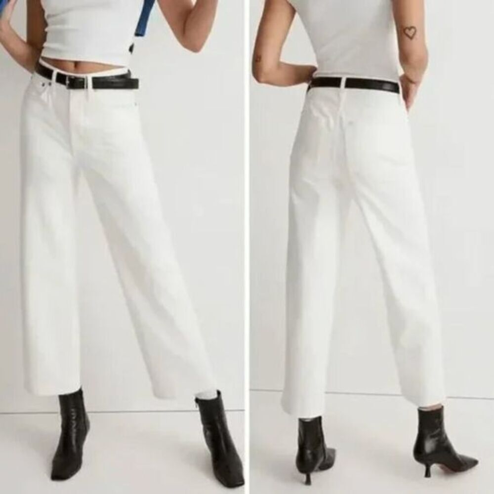 NEW Madewell The Petite Perfect Vintage Wide-Leg Crop Jean‎ in Tile White, 33P